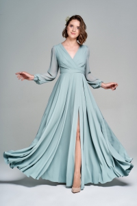 Вечернее платье<br>KR 2001-24 Lux с рукавом селадон