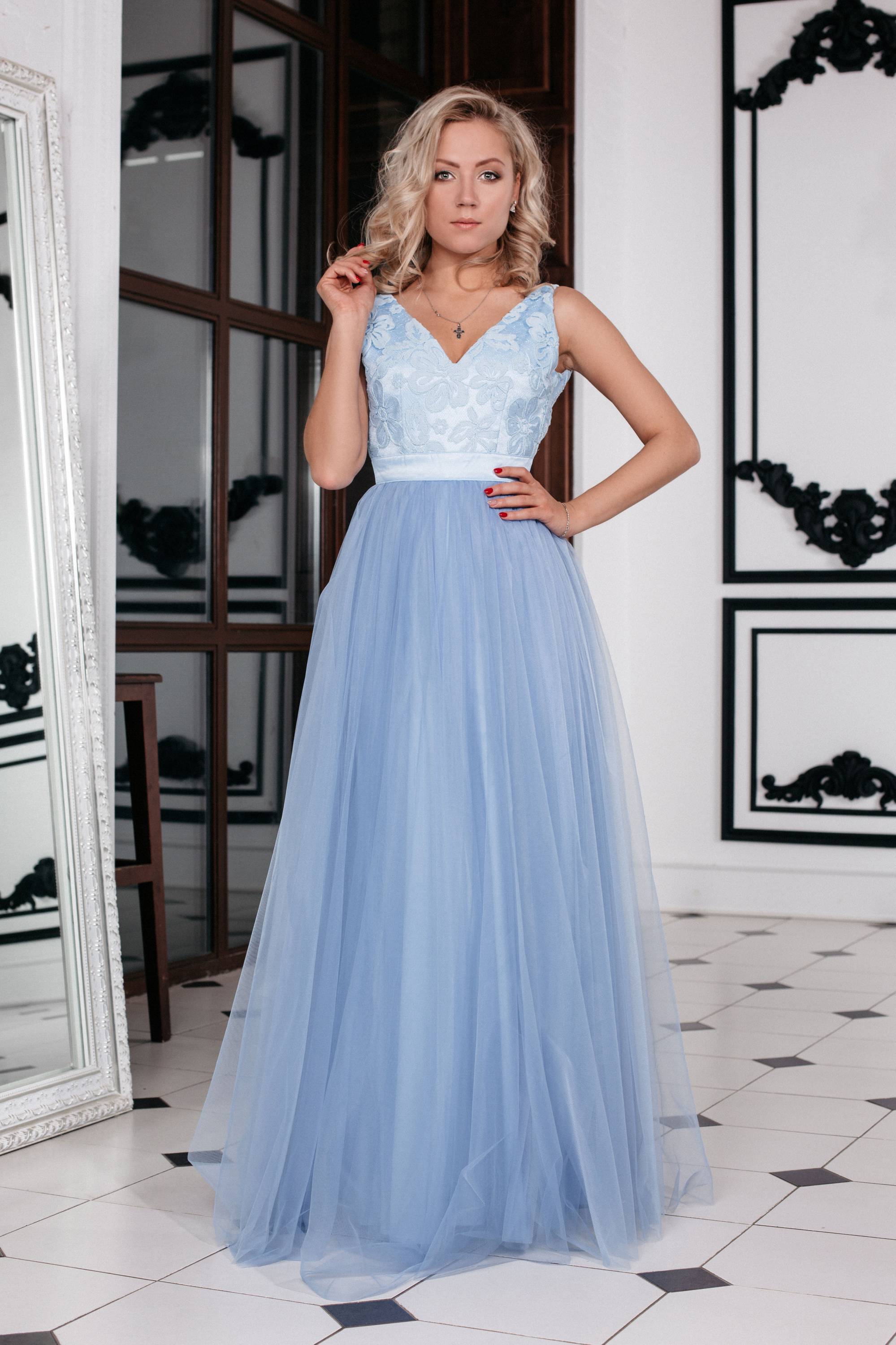 Вечернее платье FF 1839 голубой